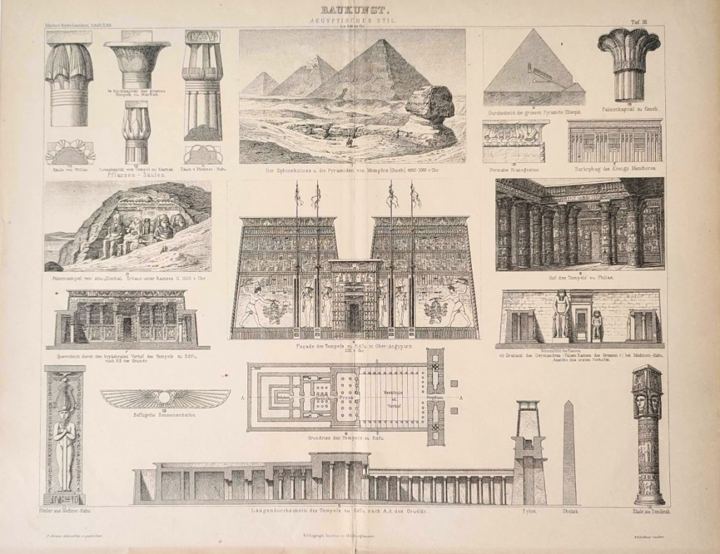 [rycina, 1877] Architektur: Baukunst Aegyptischer Stil [architektura egipska]