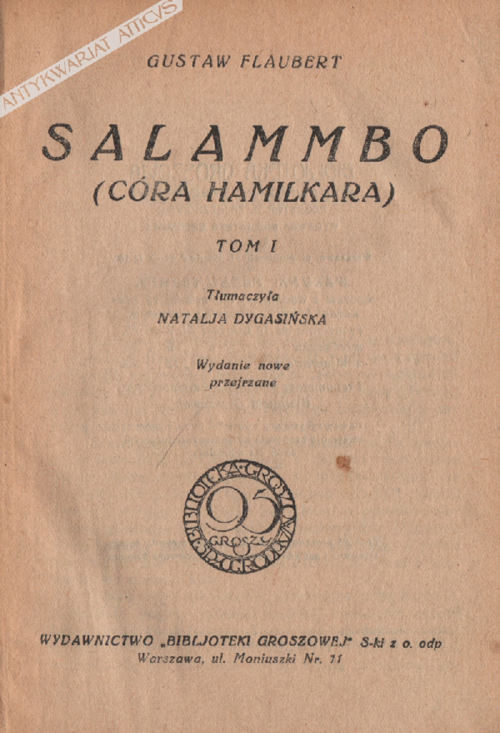 Salammbo. Córka Hamilkara, t. I-II [współoprawne]