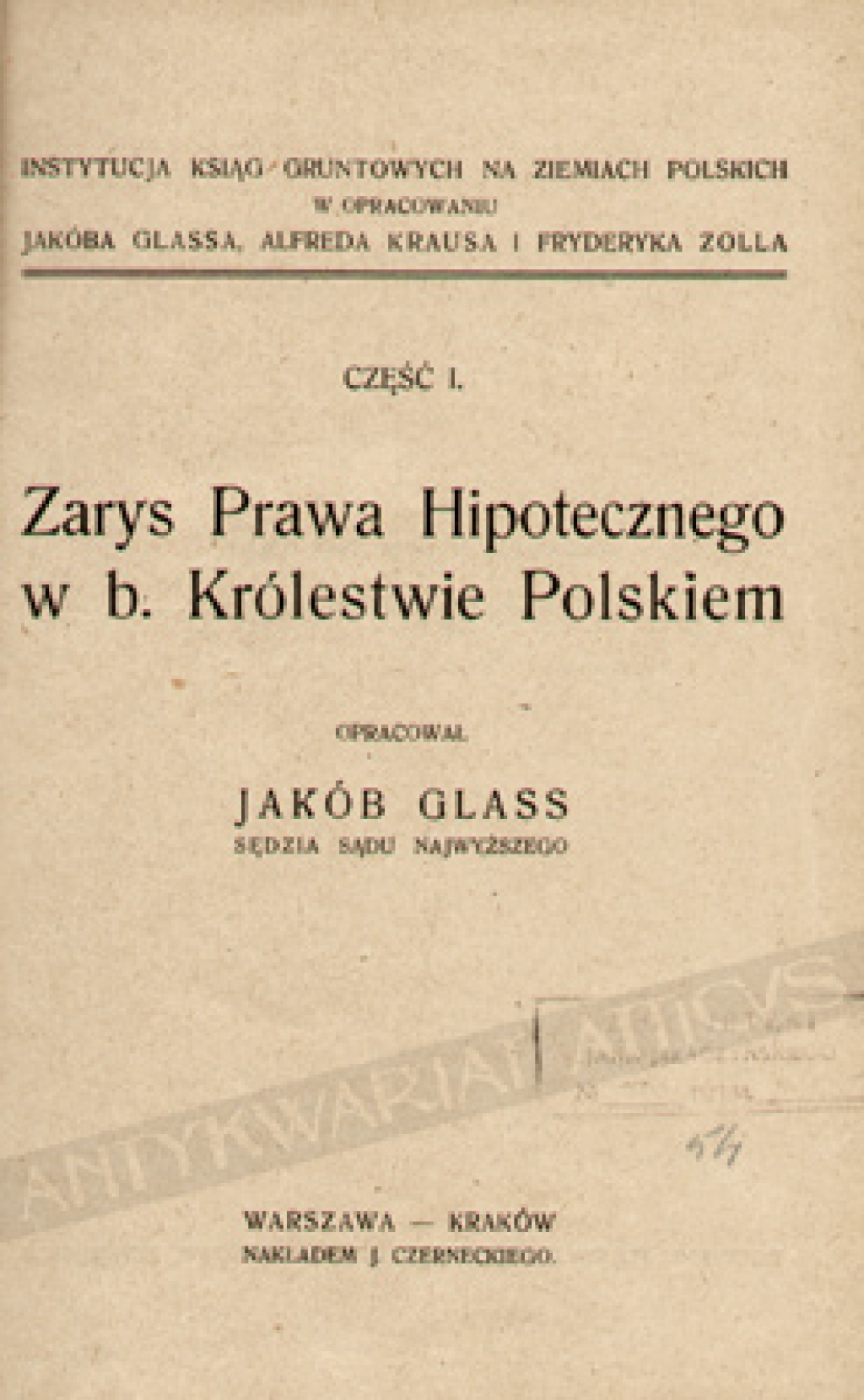 Zarys prawa hipotecznego w b. Królestwie Polskim
