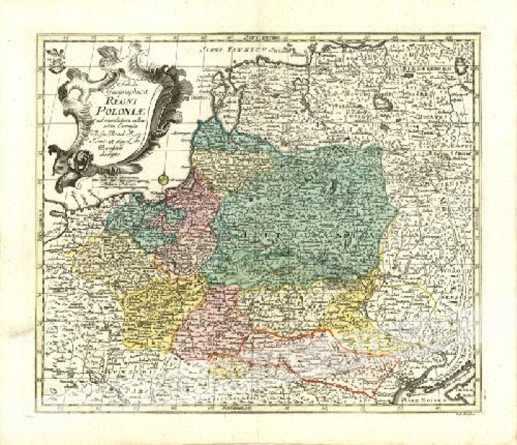 [mapa, Polska, 1760] Tabula Geographica Regni Poloniae ad emendatiora adhuc edita Exempla Jussu Acad: Reg: Scient: et eleg: Litt: Borussice descripta