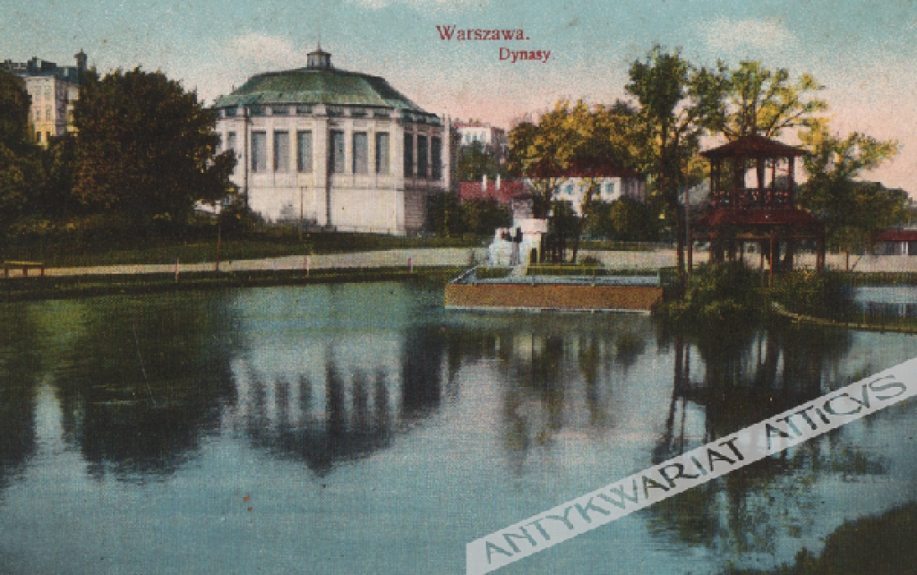 [pocztówka, ok. 1910] Warszawa. Dynasy [rotunda i staw]