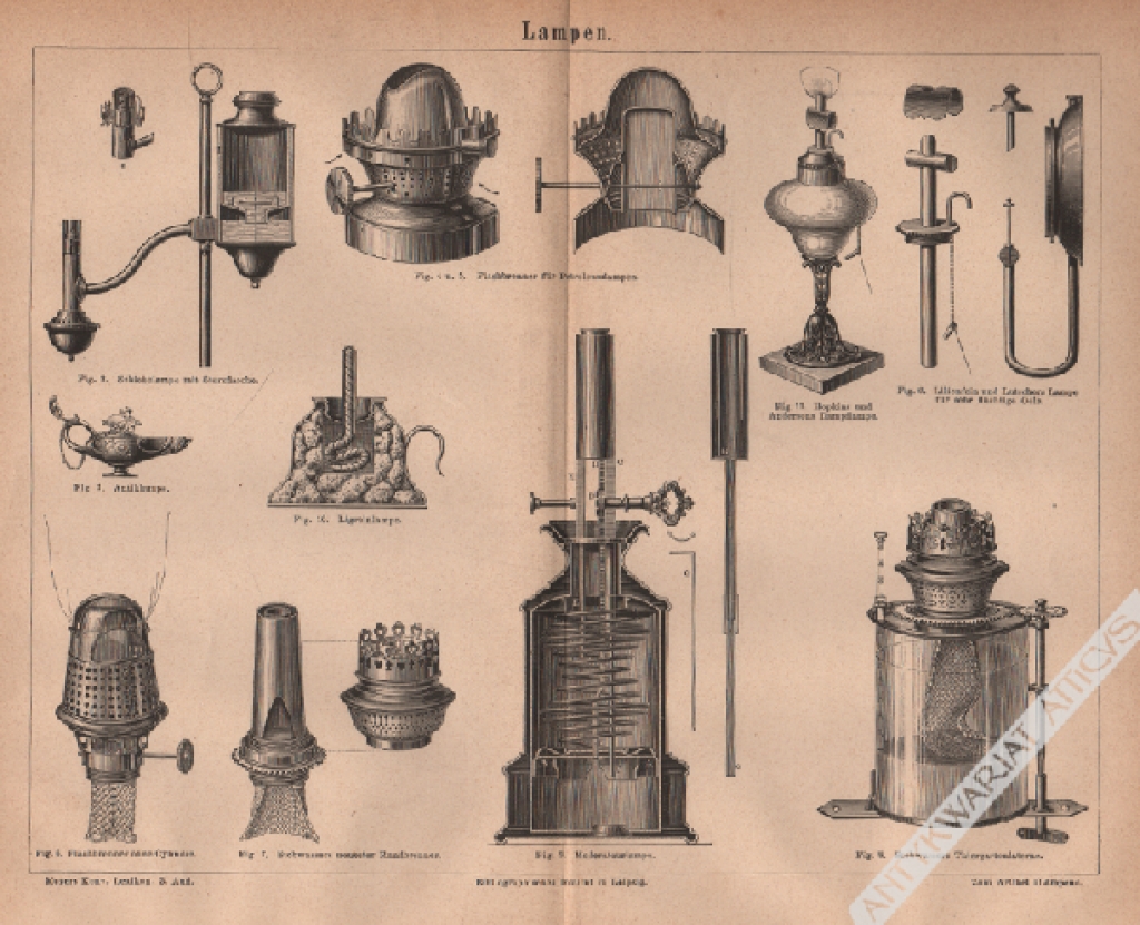 [rycina, 1878] Lampen [lampy naftowe]