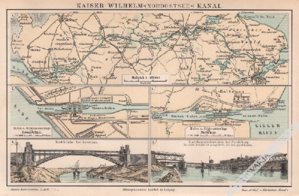 [plan, widoki, 1897] Kaiser Wilhelm (Nordostsee) Kanal. [Kanał Cesarza Wilhelma, Kanał Kiloński]