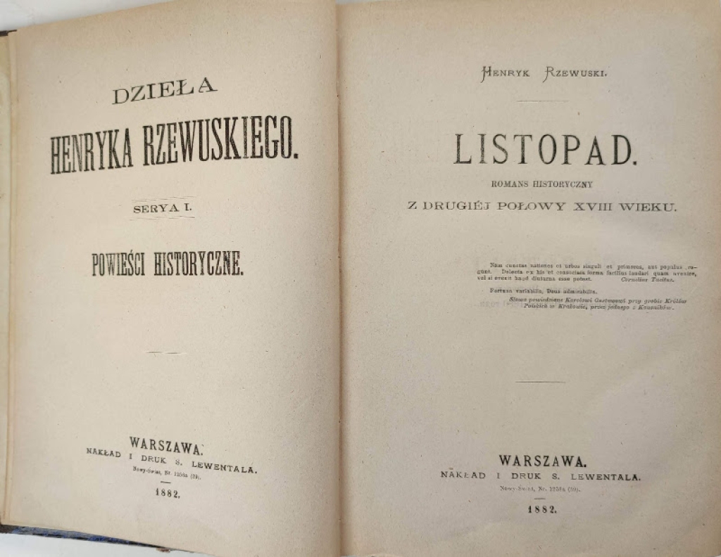 Listopad. Romans historyczny z drugiej połowy XVIII wieku