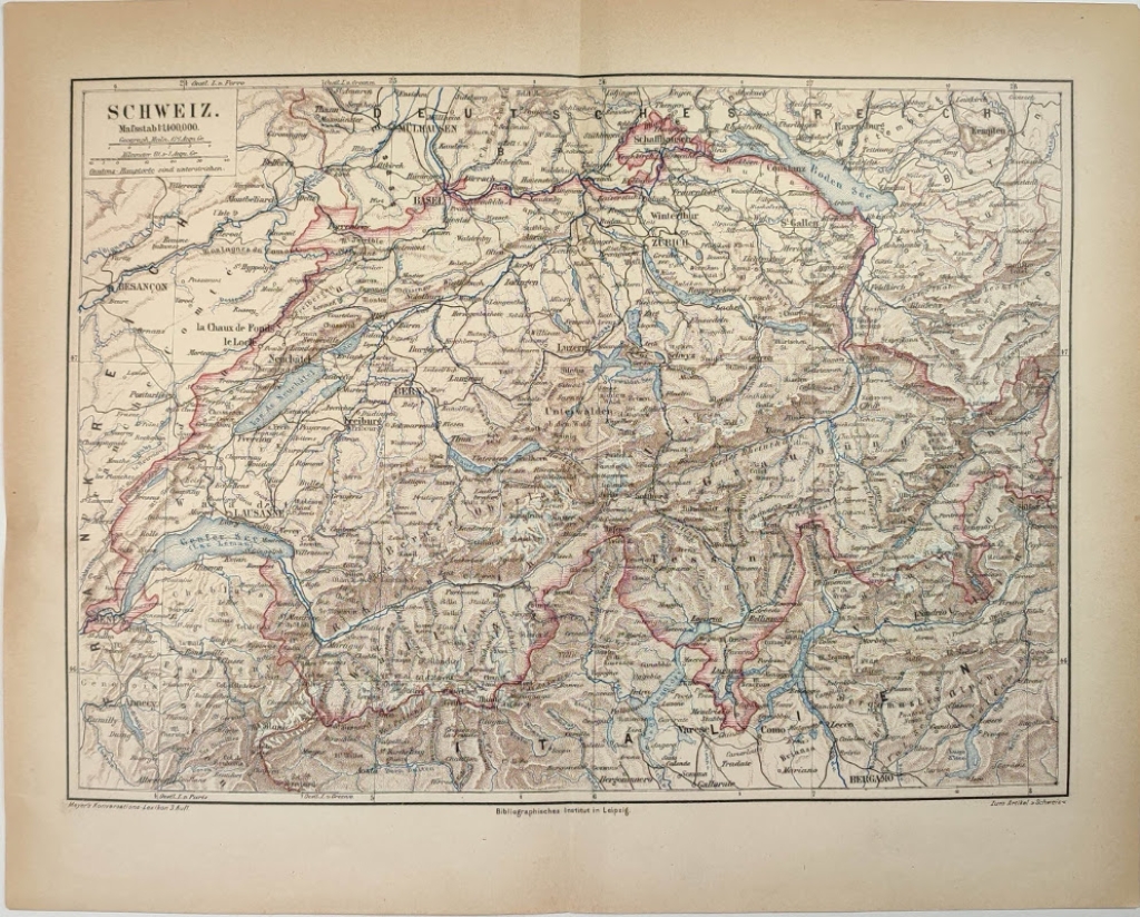 [mapa, 1878] Schweiz [Szwajcaria]