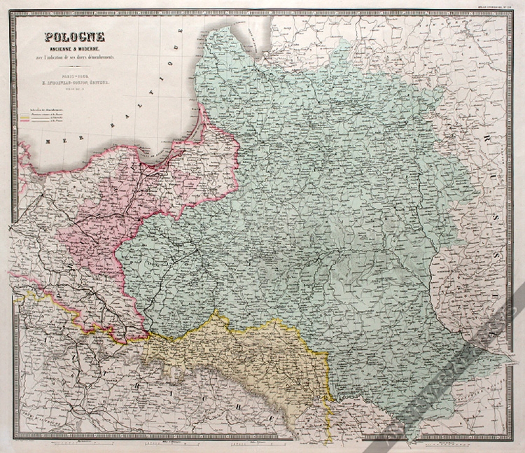 [mapa, mapa Polski, 1863] Pologne Ancienne & Moderne