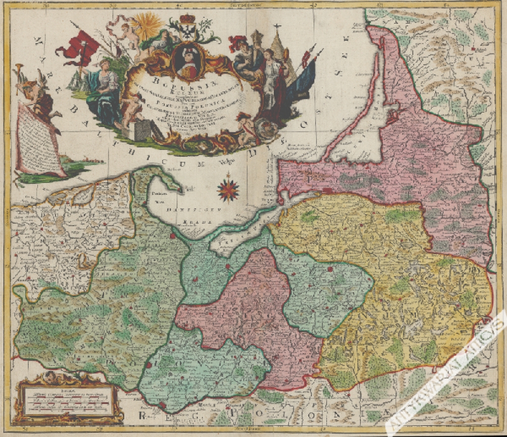 [mapa, Prusy, ok. 1759] Borussiae Regnum complectens Circulos Sambiensem, Natangiensem et Hockerlandiae nec non Borussia Polonica Exhibens Palatinatus Culmiensem, Marienburgensem, Pomerelliae et Varmiae