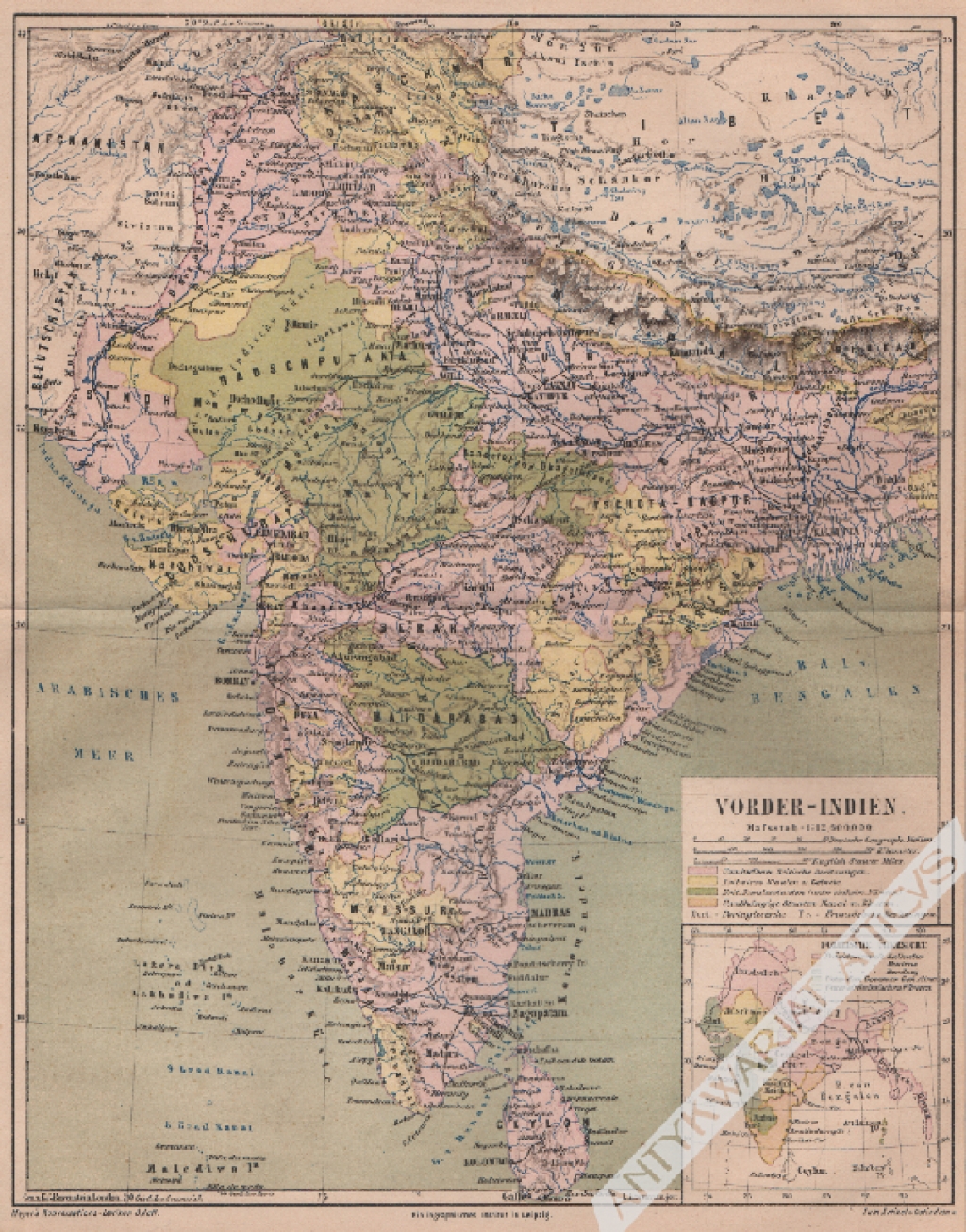 [mapa, Indie, 1877] Vorder - Indien