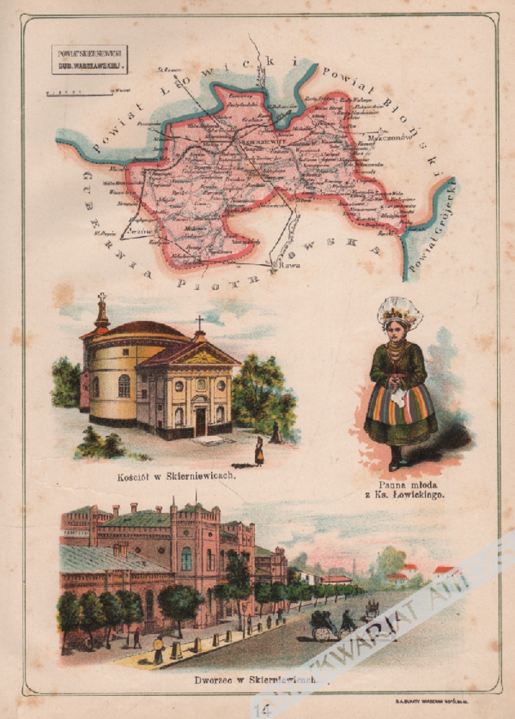 [mapa, 1907] Powiat Skierniewicki Gub. Warszawskiej