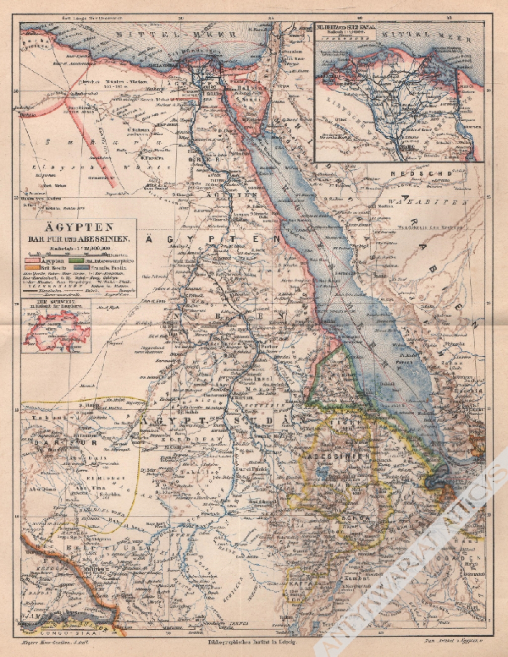 [mapa, Egipt, Darfur, Abisynia, 1895] Agypten Dar Fur und Abessinien