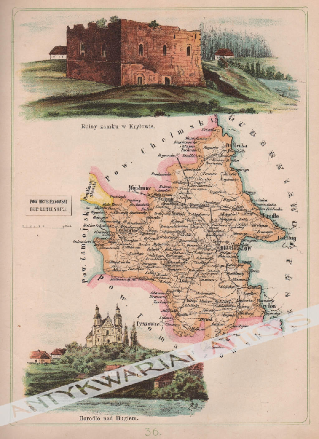 [mapa, 1907] Powiat Hrubieszowski Gub. Lubelskiej