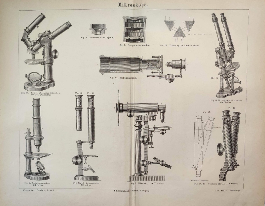 [rycina, 1877] Mikroskope. [mikroskopy]