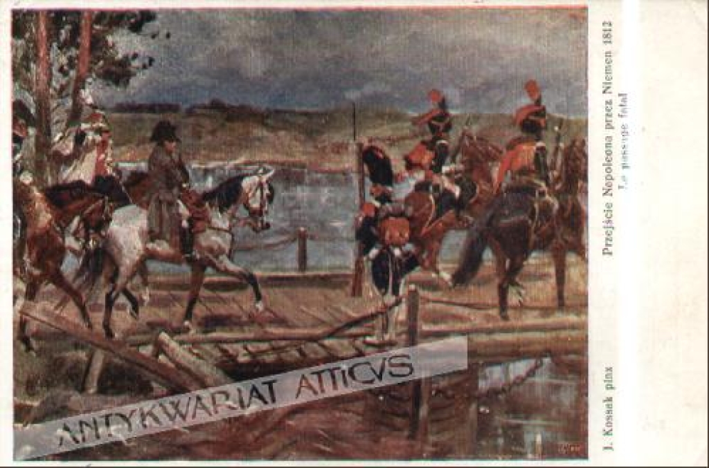 [pocztówka] Przejście Napoleona przez Niemen 1812. Le passage fatal