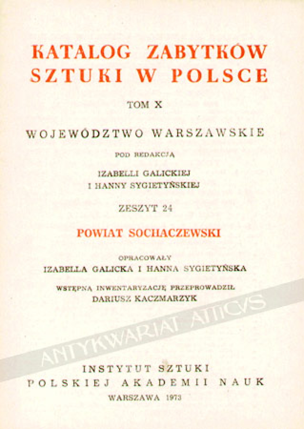 Katalog zabytków sztuki w Polsce, t. X: województwo warszawskie, zeszyt 24: powiat sochaczewski