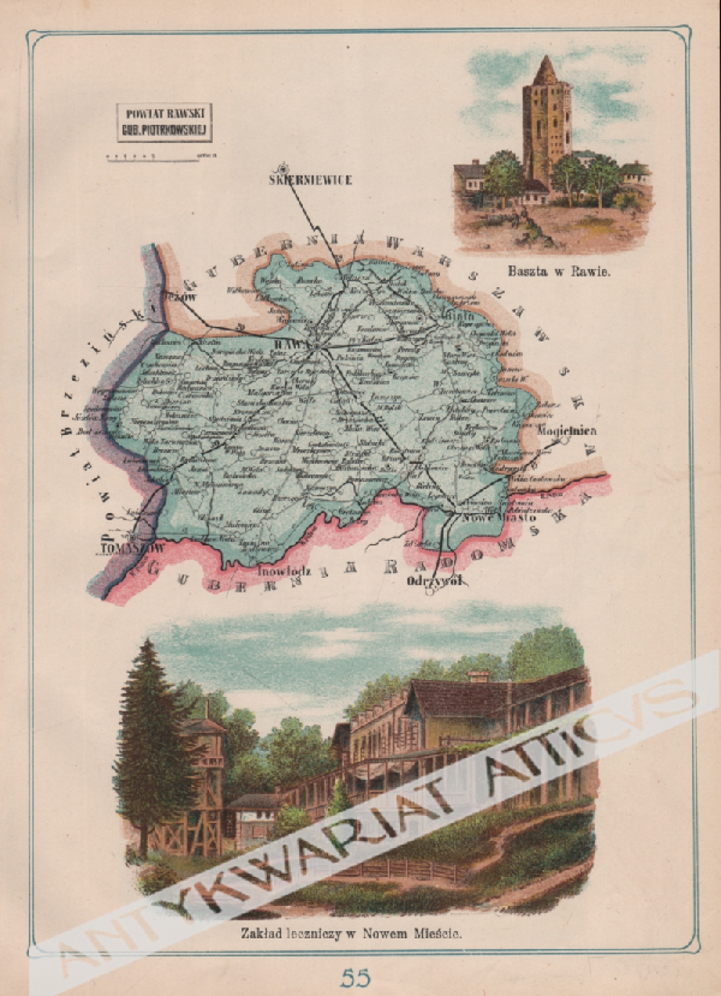 [mapa, 1907] Powiat Rawski Guberni Piotrkowskiej