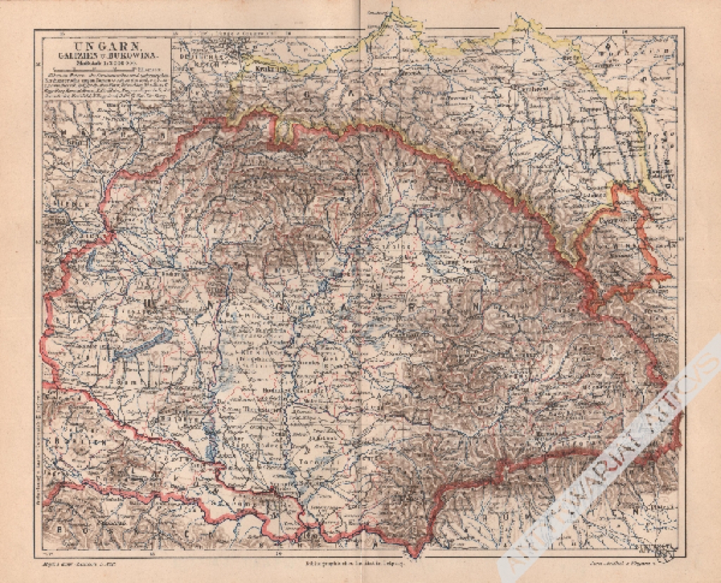 [mapa, 1897] Ungarn, Galizien u. Bukowina [Węgry i Galicja i Bukowina]