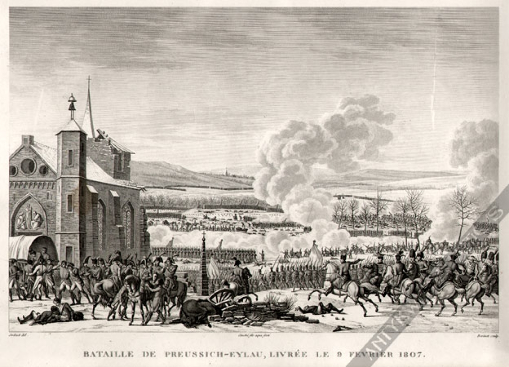 [rycina, ok. 1860] [Bitwa pod Iławą, 9 luty 1807] Batalie de Preussisch-Eylau, Livree le 9 Fevier 1807 