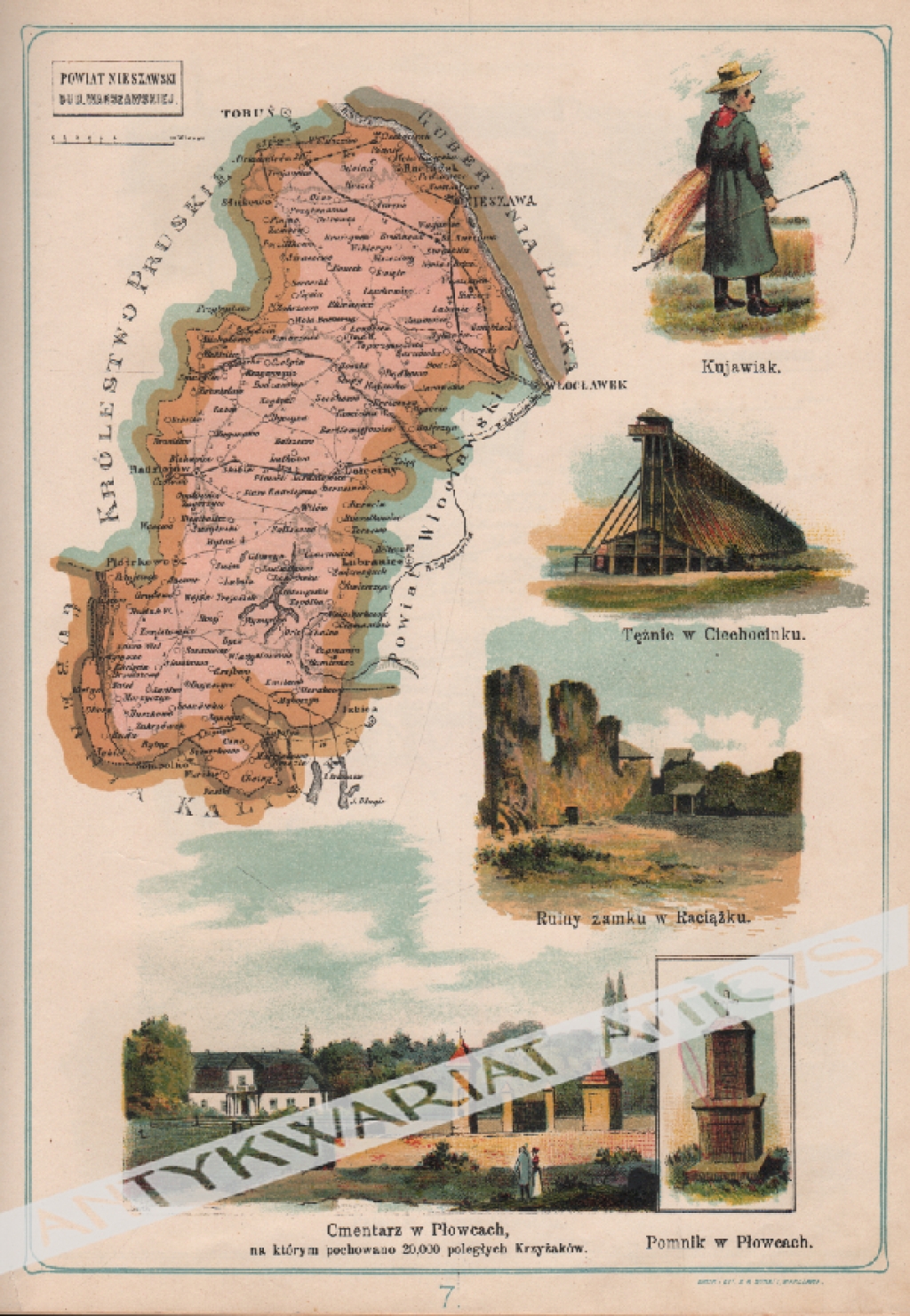 [mapa, 1907] Powiat Nieszawski Guberni Warszawskiej