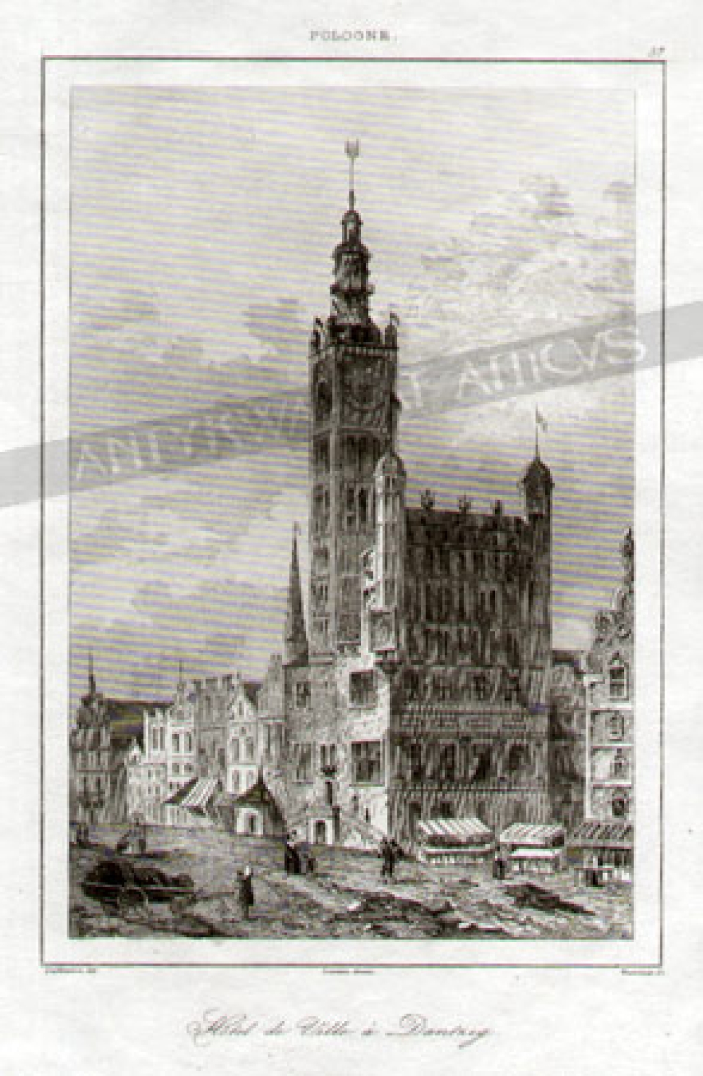 [rycina, Gdańsk, 1840] Hotel de Ville a Dantzig [ratusz w Gdańsku]