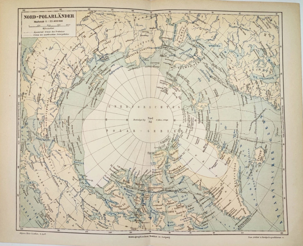 [Mapa Arktyki, ok. 1887] Nord-Polarlander  [biegun północny]