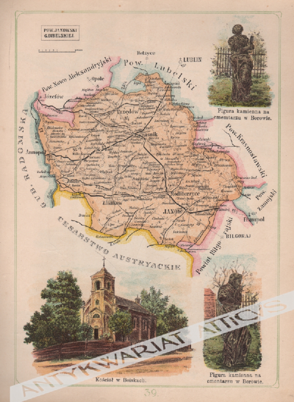 [mapa, 1907] Powiat Janowski Guberni Lubelskiej