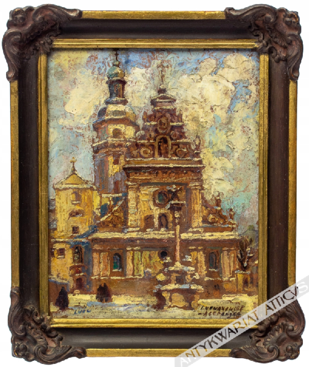 [obraz, przed 1945] Kościół św. Andrzeja i klasztor Bernardynów we Lwowie