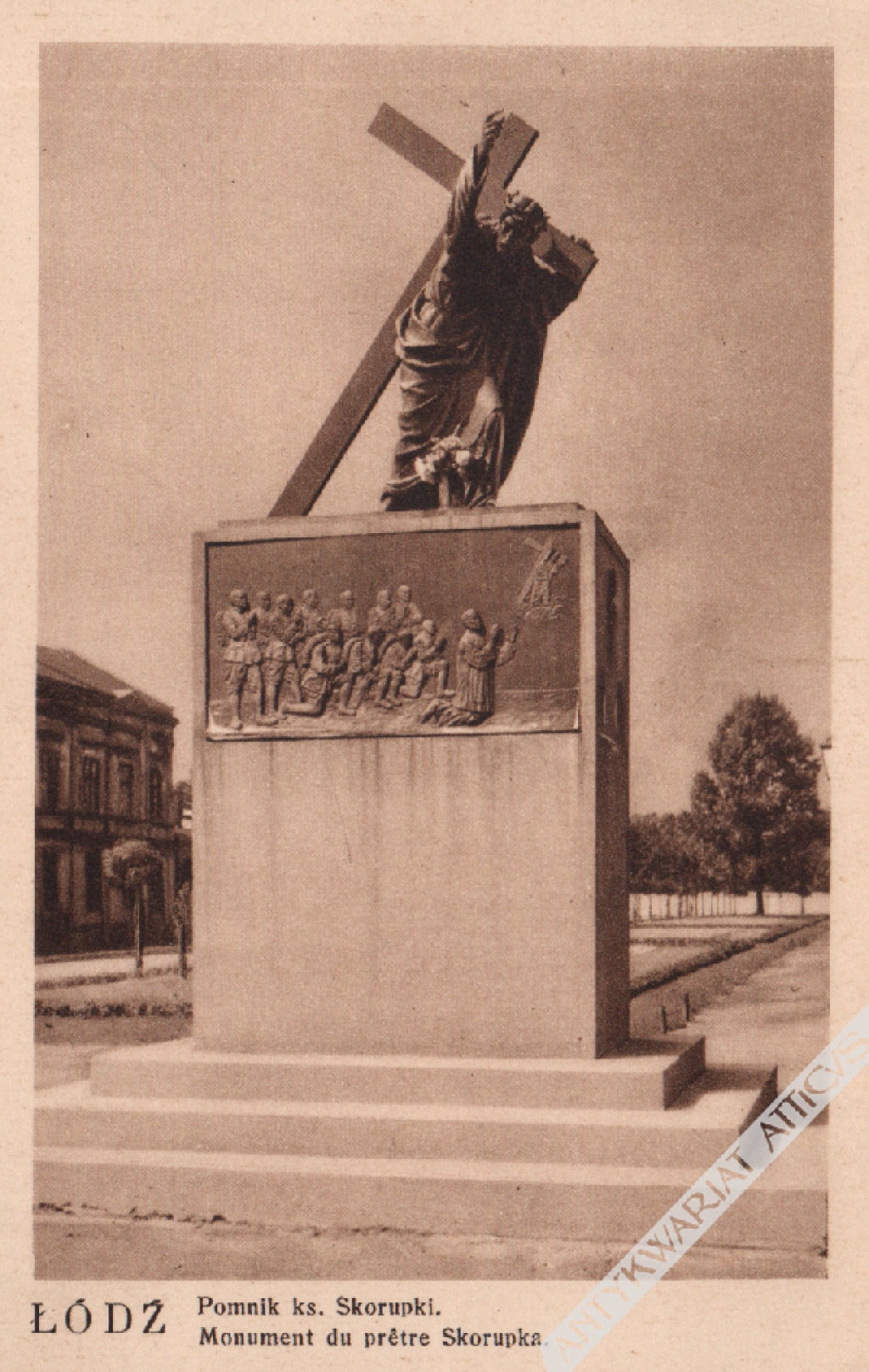 [pocztówka, lata 1930-te] Łódź. Pomnik ks. Skorupki. Monument du pretre Skorupka