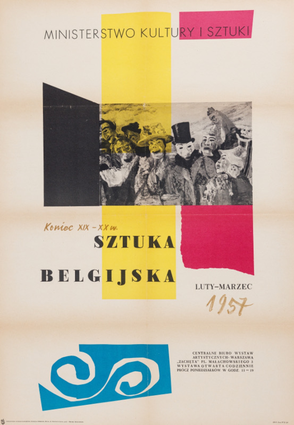[plakat, 1957] Sztuka belgijska, koniec XIX - XX w. Luty-marzec 1957