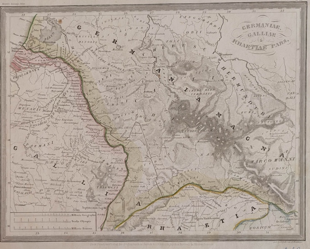 [mapa, ok. 1850] Germaniae. Galliae & Rhaetiae pars  [Germania, Galia i Recja]