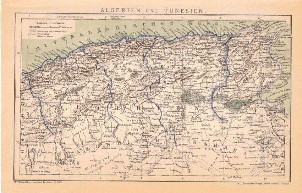 [mapa, Algieria, Tunezja, 1895] Algerien und Tunisia