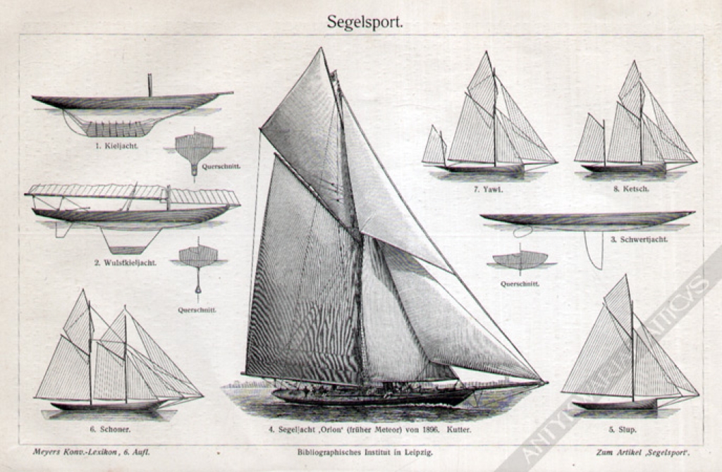 [rycina, 1909] Segelsport [łodzie żaglowe, typy żaglowców]