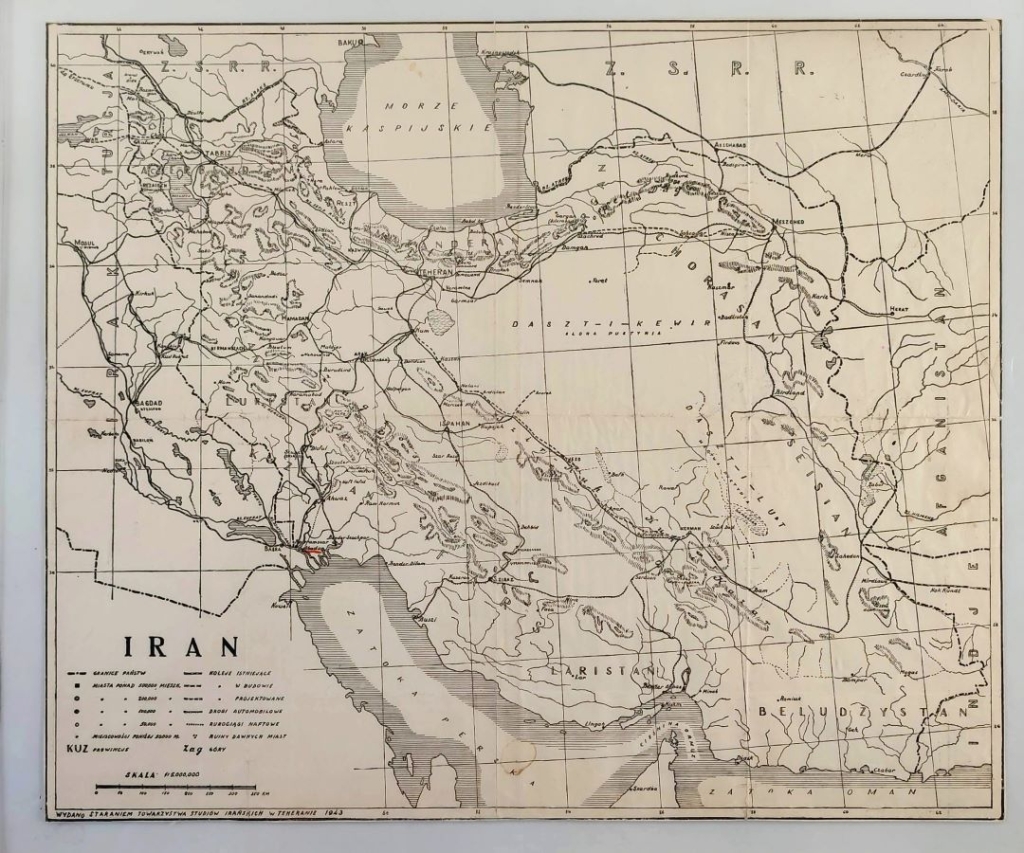 [mapa, 1943] Iran  [II Korpus Polski,  Armia Andersa]
