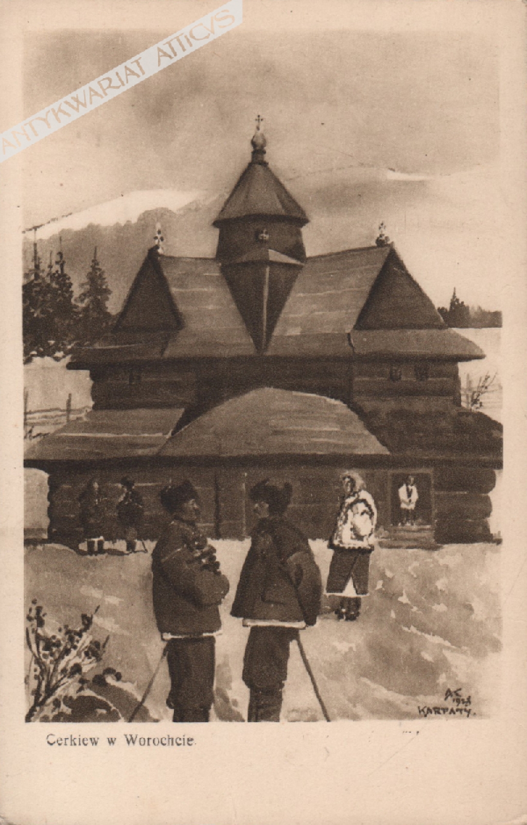 [pocztówka, lata 30-te] Cerkiew w Worochcie