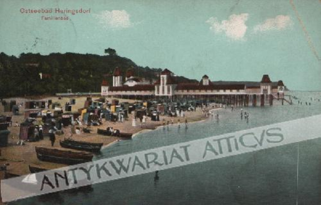 [pocztówka, 1912] Ostseebad Heringsdorf Familienbad [Cieszęcin, Przytulnica]