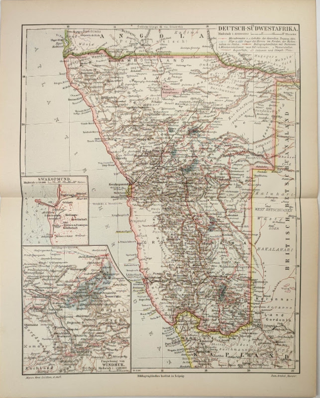 [mapa, 1904] Deutsch-Sudwestafrika. [niemiecka Afryka Zachodnia]