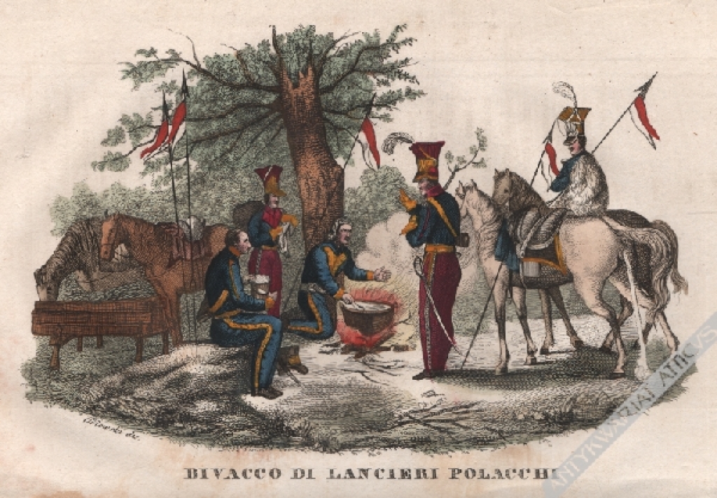 [rycina, 1831] Bivacco di lancieri polacchi [Biwak polskich szwoleżerów]