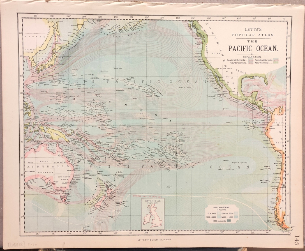 [mapa, Pacyfik, 1883] The Pacific Ocean