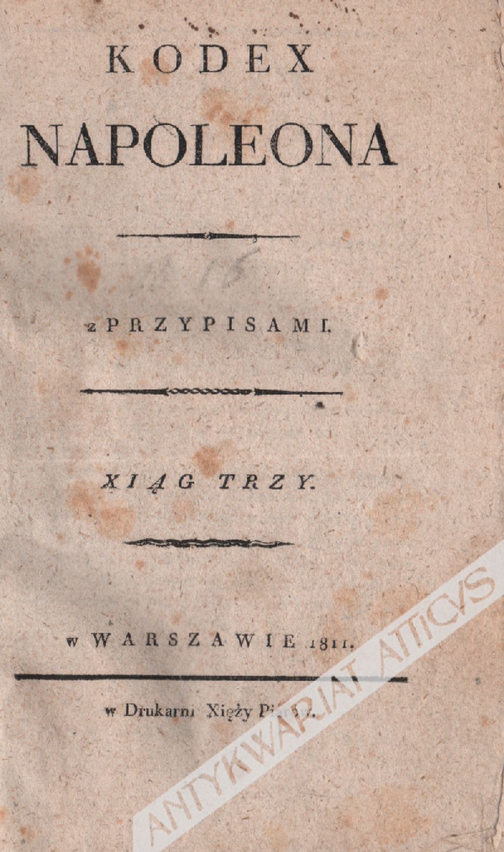 Kodex Napoleona z przypisami. Xiąg trzy