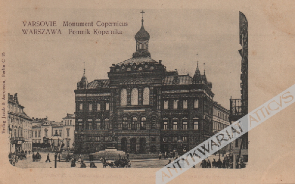 [pocztówka, ok. 1910] Varsovie. Monument CopernicusWarszawa. Pomnik Kopernika [pałac Staszica]