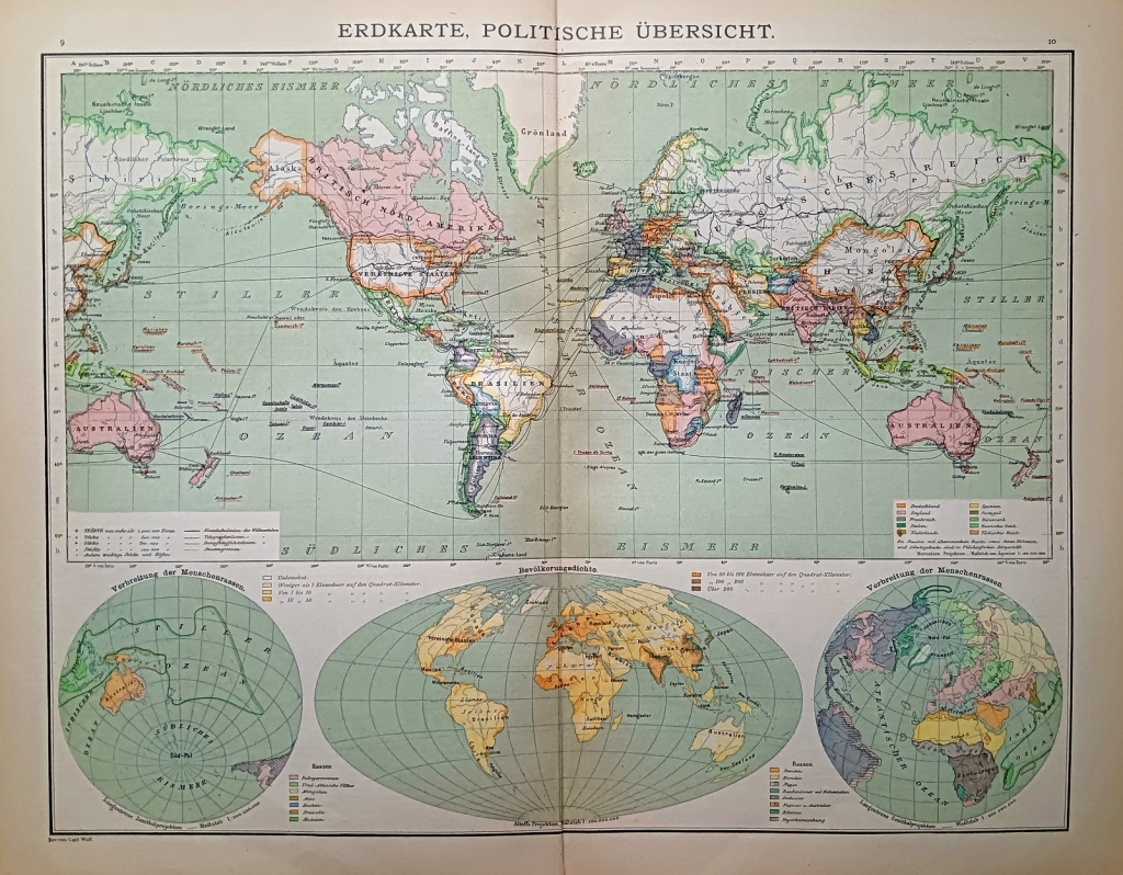 [mapa, 1900] Erdkarte. Politiche Ubersicht [mapa polityczna świata]