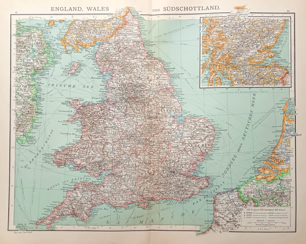[mapa, 1900] England, Wales und Sudschottland  [Anglia, Walia i Południowa Szkocja]