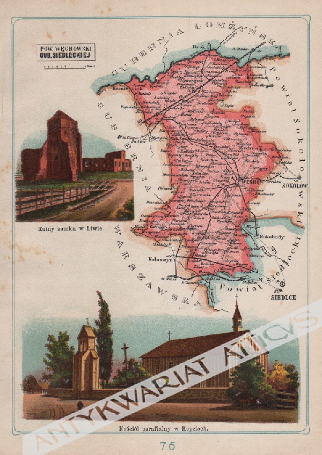 [mapa, 1907] Powiat Węgrowski Guberni Siedleckiej