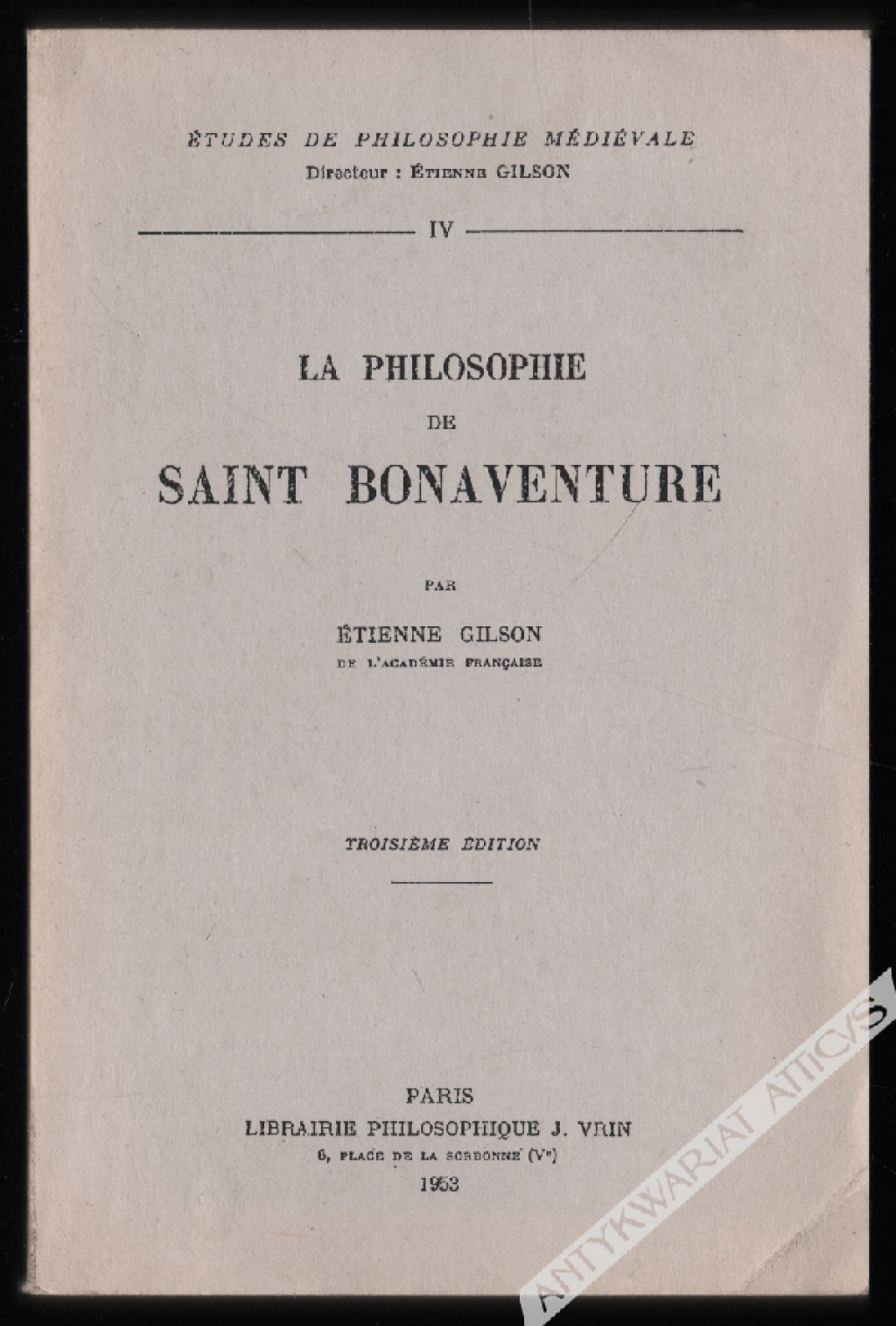 La Philosophie de Saint Bonaventure [reprint]