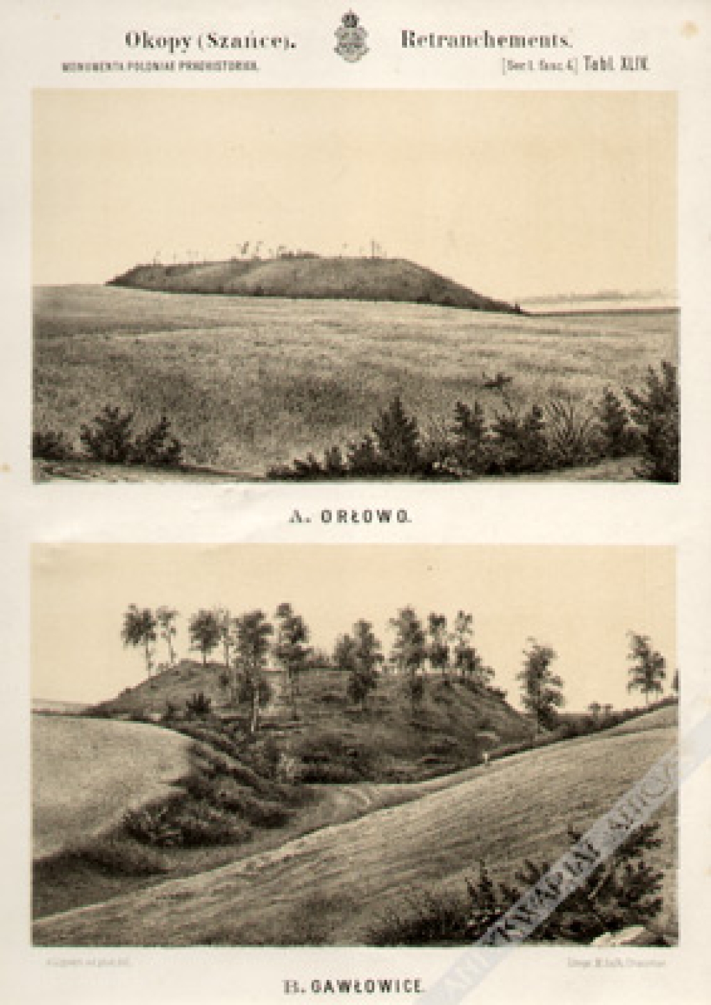 [rycina, ok. 1880] Okopy (Szańce). A. ORŁOWO, B. GAWŁOWICE