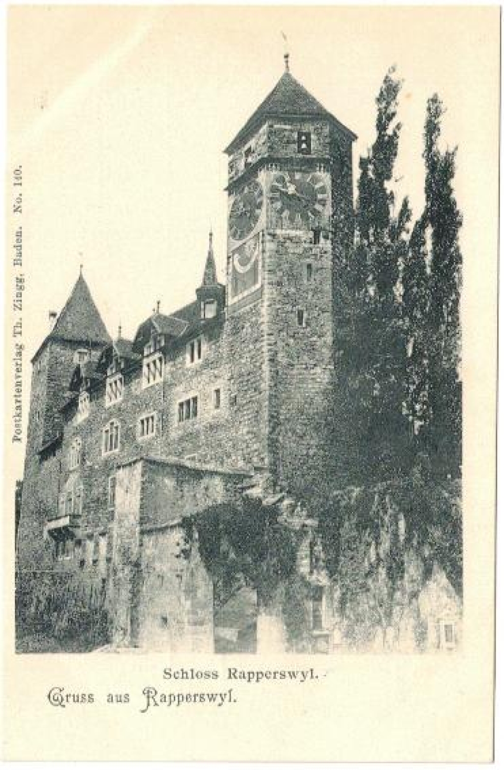 [pocztówka, ok. 1900] Gruss aus Rapperswyl. Schloss Rapperswyl. [Muzeum Polskie w Rapperswilu]