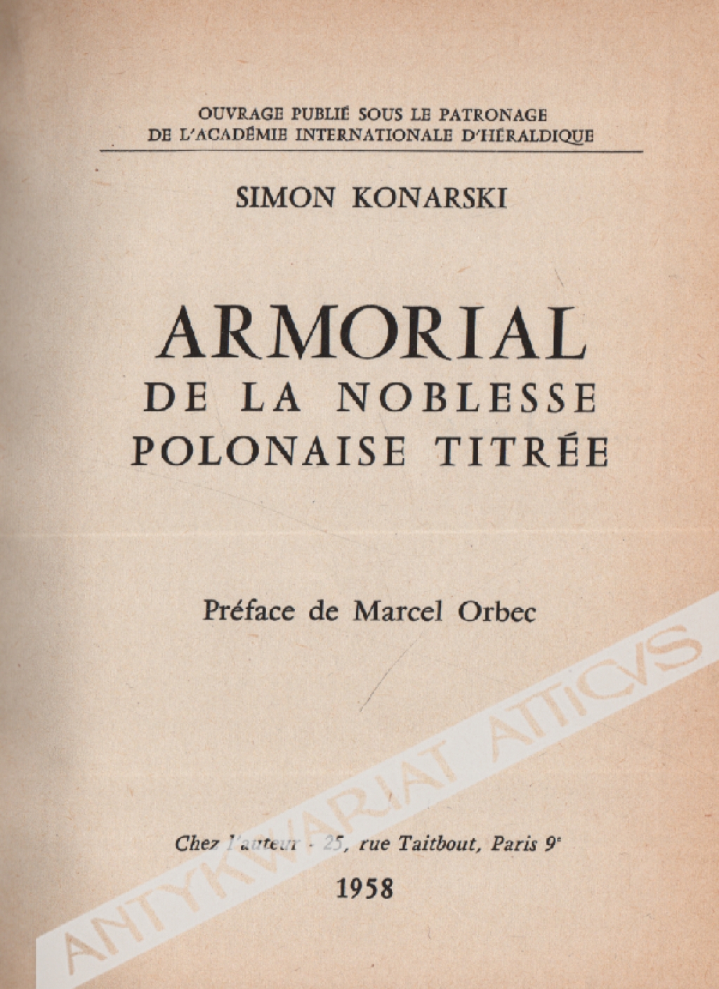 Armorial de la noblesse Polonaise titree [Herbarz polskiej szlachty tytułowanej]