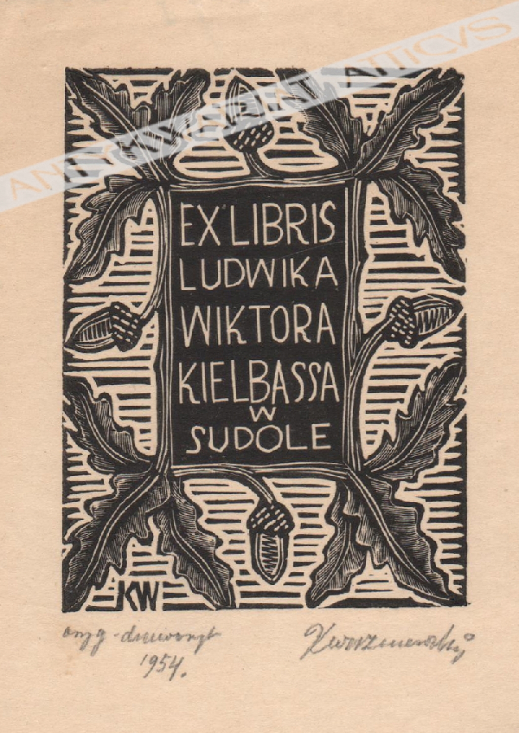 Ex libris Ludwika Wiktora Kielbassa w Sudole