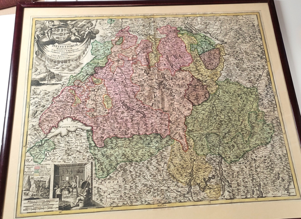 [mapa trzynastu kantonów Szwajcarii, 1732] Potentissimae Helvetiorum reipublicae cantones tredecim cum Foederatis et Subjectis Provinciis