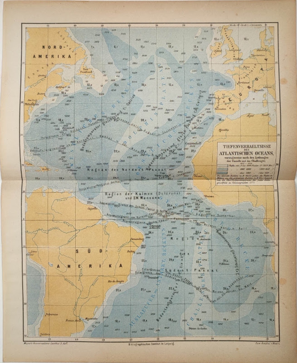 [mapa, ok. 1874] Tiefenverhalnisse des Atlantisches Ozeans [Atlantyk]