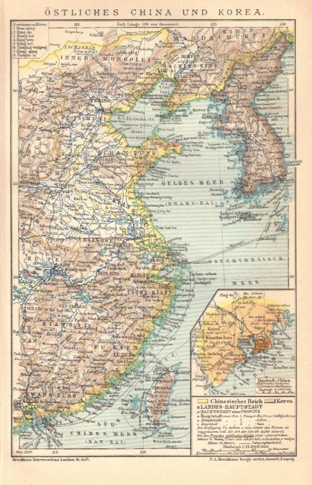 [mapa, 1898] Ostliches China und Korea [Chiny Wschodnie, Korea]